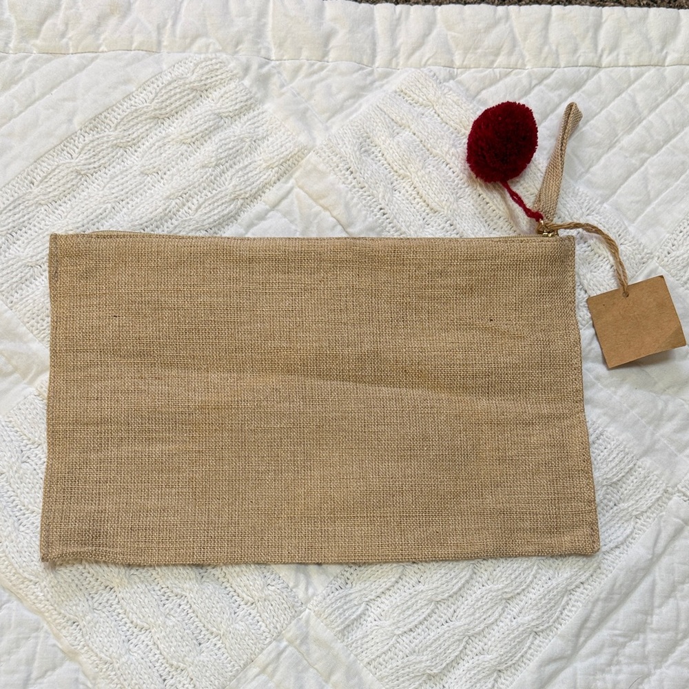 Clarins LOVES NATURE Up Cosmetic Toiletry Burlap Pouch Bag - Picture 2 of 8